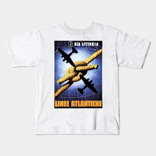 ALA LITTORIA Atlantic Lines Art Deco Vintage Italian Airline Travel Kids T-Shirt